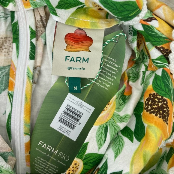🌿|NWT| Farm Rio Papaya Salad Scarf Maxi Dress - Picture 9 of 16